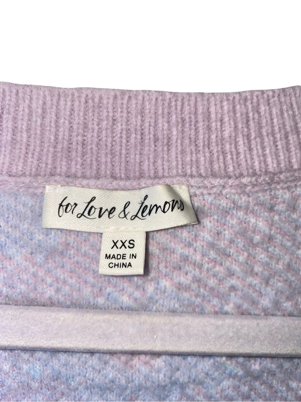For Love & Lemons Lavender Floral Cropped Cardigan -‎ Pastel Knit Sweater - XS